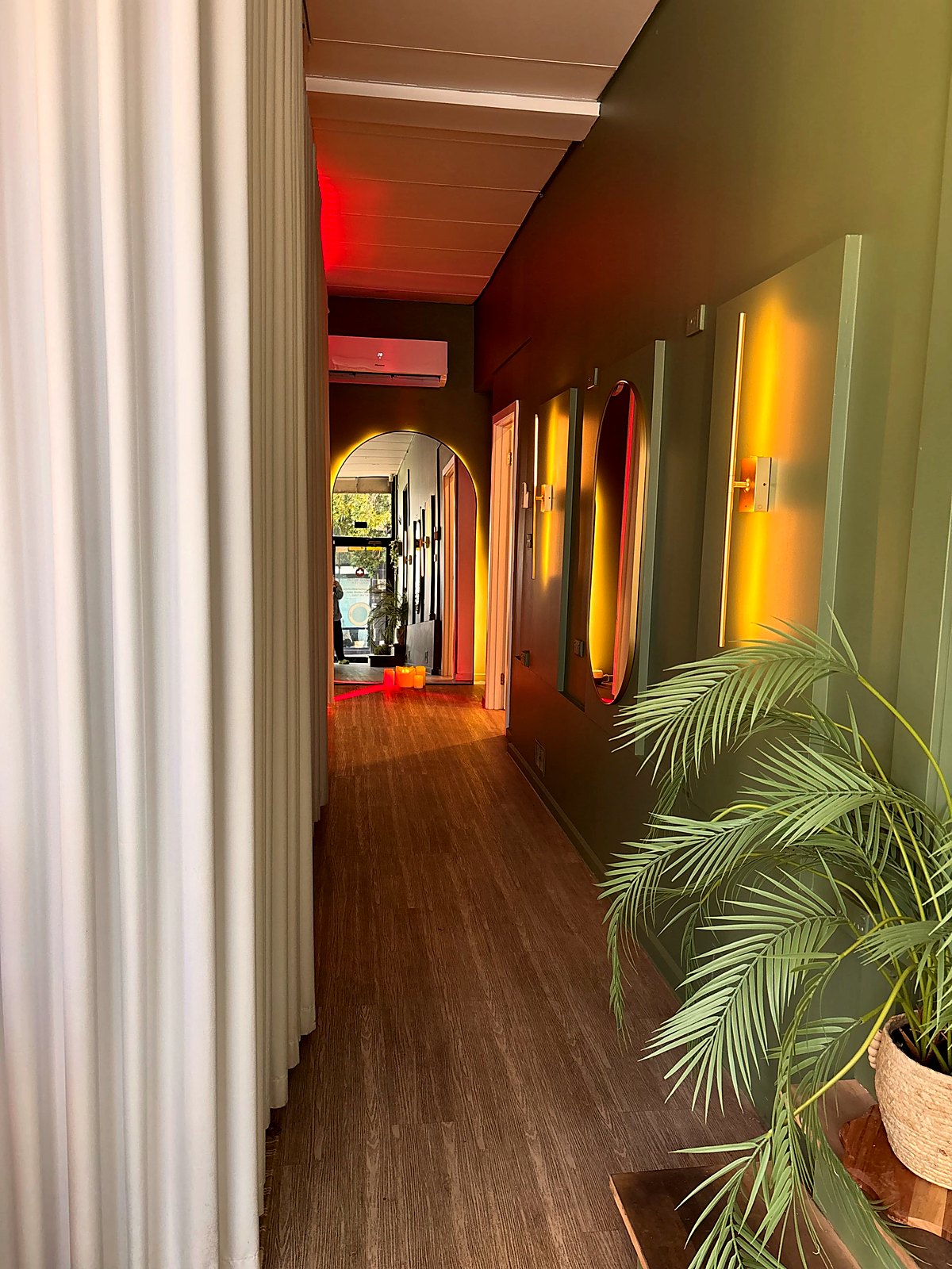 Clinic hallway with warm lighting
